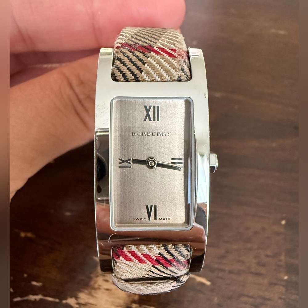 Burberry Plaid Strap with Silver Clasp